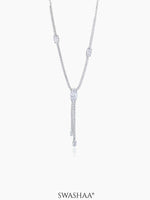 Elsie Oval Crystal Drop Y-shaped Necklace