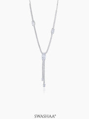 Elsie Oval Crystal Drop Y-shaped Necklace