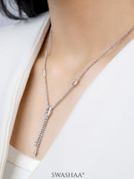 Elsie Oval Crystal Drop Y-shaped Necklace