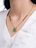 Emerald Shiny 18K Gold Plated Clover Mangalsutra