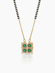 Emerald Shiny 18K Gold Plated Clover Mangalsutra