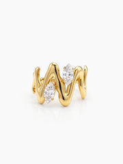 Fenella Diamond Wave 18K Gold Plated Women's Ring
