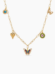 Finola Butterfly Charms 18K Gold Plated Necklace