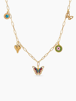 Finola Butterfly Charms 18K Gold Plated Necklace