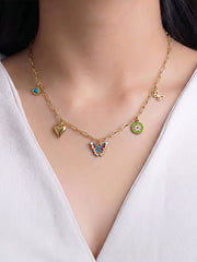 Finola Butterfly Charms 18K Gold Plated Necklace