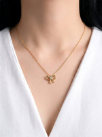 Florina Bow Heart Solitaire 18K Gold Plated Necklace