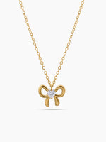 Florina Bow Heart Solitaire 18K Gold Plated Necklace