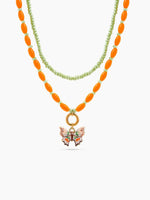 Isla Butterfly Orange - Lime Green Women’s Layered Beaded Necklace