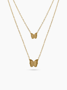 Junia Butterfly 18K Gold Plated Layered Necklace