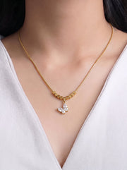 Kyomi Diamond Butterfly 18K Gold Plated Necklace
