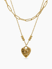 Imogen Heart Link 18K Gold Plated Layered Necklace
