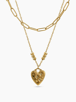 Imogen Heart Link 18K Gold Plated Layered Necklace