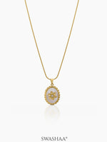 Lunara Pearl White Oval Necklace