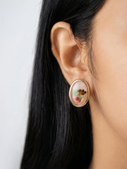 Lunette Floral 18K Gold Plated Earrings