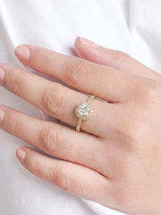 Lureza Solitaire Halo 18K Gold Plated Women's Ring