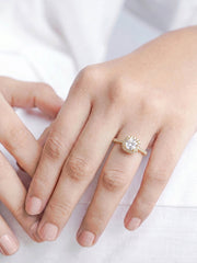 Lureza Solitaire Halo 18K Gold Plated Women's Ring