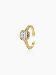 Lureza Solitaire Halo 18K Gold Plated Women's Ring