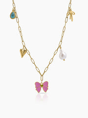 Maribel Bow Pearl Charms Necklace