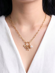 Mariette Bow Charms 18K Gold Plated Necklace
