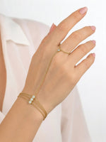 Maristel Diamond Layered Chain 18K Gold Plated Ring Bracelet