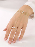 Maristel Diamond Layered Chain 18K Gold Plated Ring Bracelet