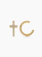 Marlow Diamond Cross 18K Gold Plated Ear Cuffs
