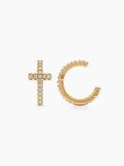 Marlow Diamond Cross 18K Gold Plated Ear Cuffs