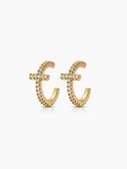 Marlow Diamond Cross 18K Gold Plated Ear Cuffs