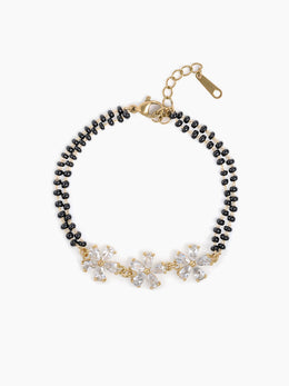 Meher Trio Flower Diamond 18K Gold Plated Mangalsutra Bracelet