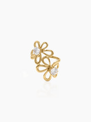 Miresta Floral Diamond 18K Gold Plated Women's Ring