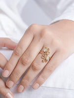 Miresta Floral Diamond 18K Gold Plated Women's Ring