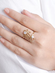 Miresta Floral Diamond 18K Gold Plated Women's Ring