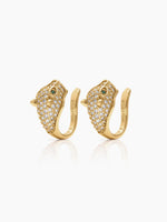 Mireth Panther Diamond Studded 18K Gold Plated Ear Cuffs