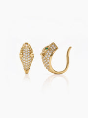 Mireth Panther Diamond Studded 18K Gold Plated Ear Cuffs