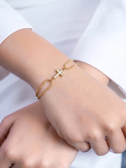 Monira Cross 18K Gold Plated Chain Bracelet
