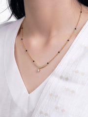 Nerika Heart Curve Diamond 18K Gold Plated Mangalsutra