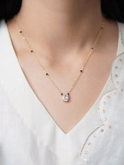 Nirvi Oval Solitaire 18K Gold Plated Mangalsutra