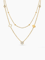 Noemi Clover Diamond 18K Gold Plated Layered Necklace