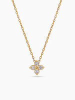 Olivra Floral Diamond 14K Gold Plated Necklace