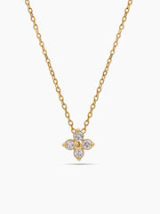 Olivra Floral Diamond 14K Gold Plated Necklace