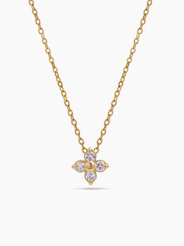 Olivra Floral Diamond 14K Gold Plated Necklace