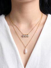 Orelina Diamond Charms 18K Gold Plated Layered Necklace
