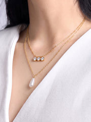 Orelina Diamond Charms 18K Gold Plated Layered Necklace