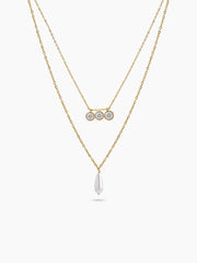 Orelina Diamond Charms 18K Gold Plated Layered Necklace