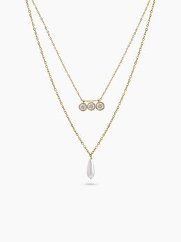Orelina Diamond Charms 18K Gold Plated Layered Necklace