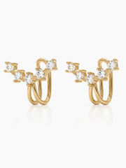 Ovara Diamond Curve 18K Gold Plated Ear Cuffs