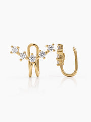 Ovara Diamond Curve 18K Gold Plated Ear Cuffs