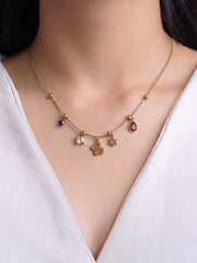 Palmina Diamond Charms 18K Gold Plated Necklace
