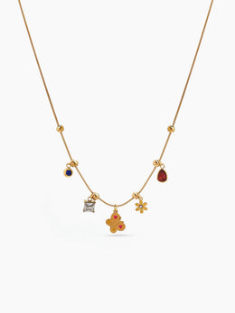 Palmina Diamond Charms 18K Gold Plated Necklace