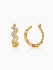 Pavia Diamond Wave 18K Gold Plated Ear Cuffs